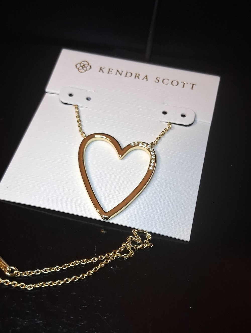 Kendra Scott Ansley Collection Open Heart Pendat Necklace In Gold New - Picture 2 of 4